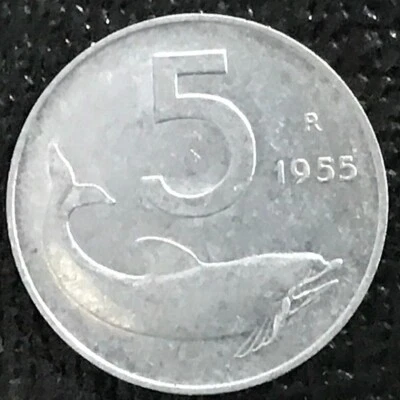 HIGH GRADE AU/UNC 1955 R ITALY 5 LIRE COIN-AGT242 - Image 1 of 2