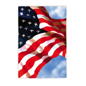NEW EVERGREEN PATRIOTIC US FLAG MAY SHE FLY WITH PRIDE 29 X 43 4TH OF JULY - Picture 1 of 1