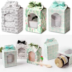 10x Tall Windowed Mini Gift Box with Bow Top - Cupcake Brownie Candle Packaging - Picture 1 of 7