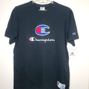 Champion Big C Logo Casual Tee Shirt Men Extra Large Black Embroidered XL NWT - Picture 1 of 9