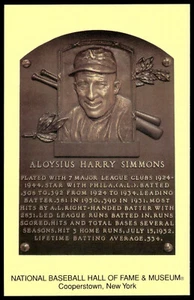 2006 Aloysius "Al" Simmons Elected 1953 National Baseball Hall of Fame Postcard - Picture 1 of 2