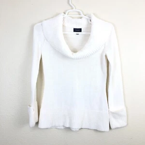 Suéter para mujer Sonoma blanco tejido cuello de capucha manga larga talla S sin hombro - Imagen 1 de 6