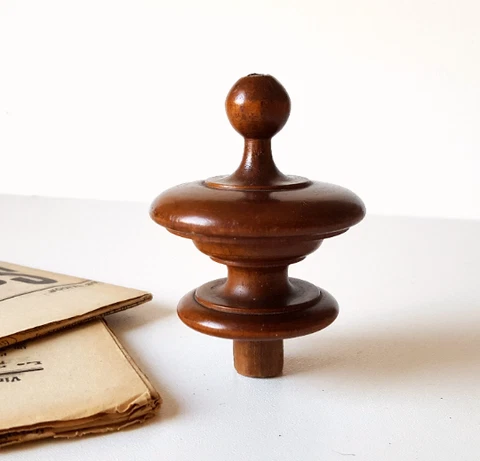 Wood carving stair newel post finial 3 in - Antique french architectural salvage Cover