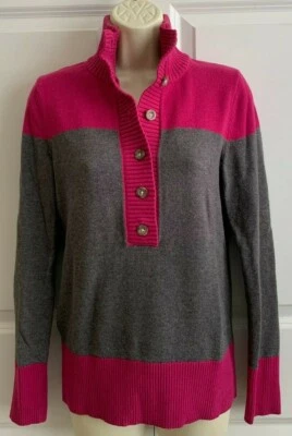 Suéter Mujer EDDIE BAUER Talla S Pullover Rosa y Gris, Botones, Algodón/Nylon Foto 1 de 4