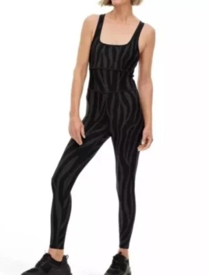 Diane Von Furstenberg XS Racerback Black Zebra Full Length Workout One-Piece - Image 1 of 4