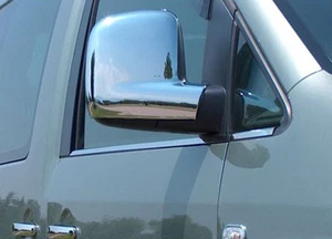 VW T5 TRANSPORTER CHROME MIRROR COVERS - LEFT HAND DRIVE. MULTIVAN CADDY - Picture 1 of 3