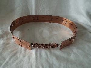 VTG Renoir 50s 60s MCM Modernist Solid Copper Weave Rivet Belt up to 28" - Picture 1 of 9