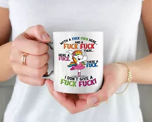 Divertida taza UNICORNIO, NO GIVE A Fuc# Fuc#, taza de café unicornio regalo con taza 11 oz - Imagen 1 de 12