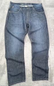 PD&C Jeans Mens 36x32 Blue Dark Wash Denim Regular Fit Straight Leg Casual - Picture 1 of 10