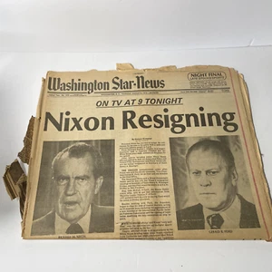Washington Star-News Präsident Richard Nixon Resiging 8. August 1974 Zeitung - Bild 1 von 7