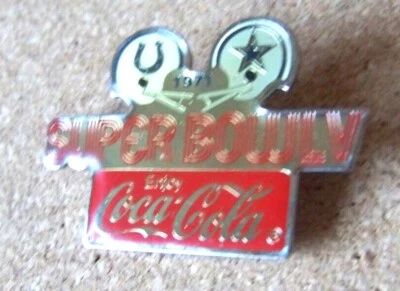 SB Super Bowl 5 V brooch pin Colts Cowboys Coca-cola Coke c40802  - Image 1 of 4