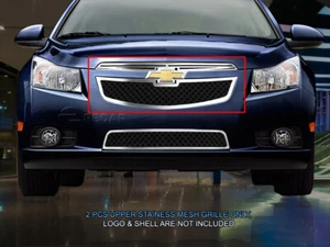 Main Upper Bolt-On Dual Black Mesh Grille Insert For 2011-2014 Chevy Cruze - Picture 1 of 5