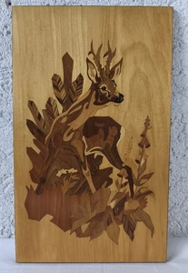Jagd Wandbild Holzbild Intarsienarbeit Einlegearbeit Intarsienbild - Rehbock - - Bild 1 von 4