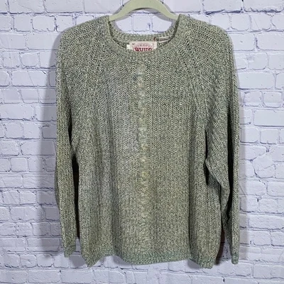 Suéter Whipp Para Mujer De Colección Tejido Acanalado Cuello Redondo Verde Talla L Minimalista Informal Foto 1 de 4