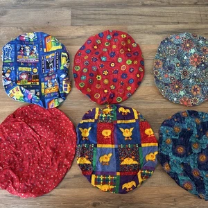 Lot 6 Surgical Caps Cartoon X-Ray Lab ER Ducks Red Stars Celestial Sun Bouffant - Picture 1 of 16