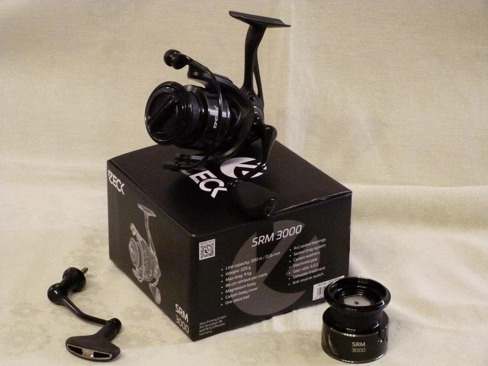 ANGEL-/SPINNROLLE ZECK SRM 3000 NEU+ORIG. ERSATZSPULE+TAUSCHKURBEL MIT T-KNOB ! - Bild 1 von 4