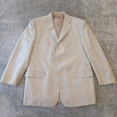 Lubiam Blazer Mens 52 Gray Silk Wool Blend Three Button Double Vent - Image 1 of 4