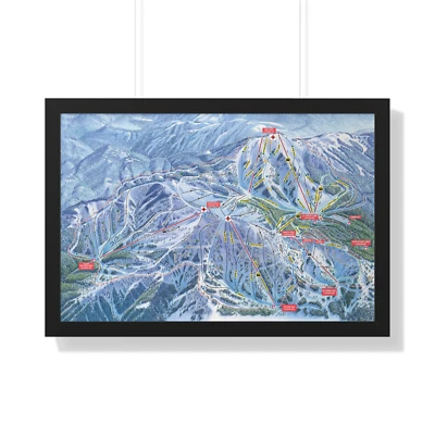 Póster enmarcado mapa de senderos Bogus Basin ID estación de esquí de Idaho 30x20 Foto 1 de 2