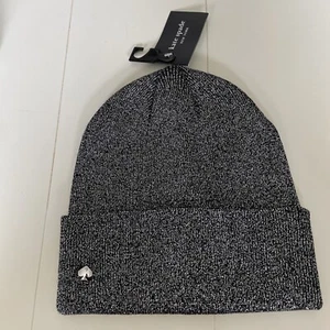 NWT KATE SPADE Metallic Beanie, Gunmetal, $58 - Picture 1 of 5