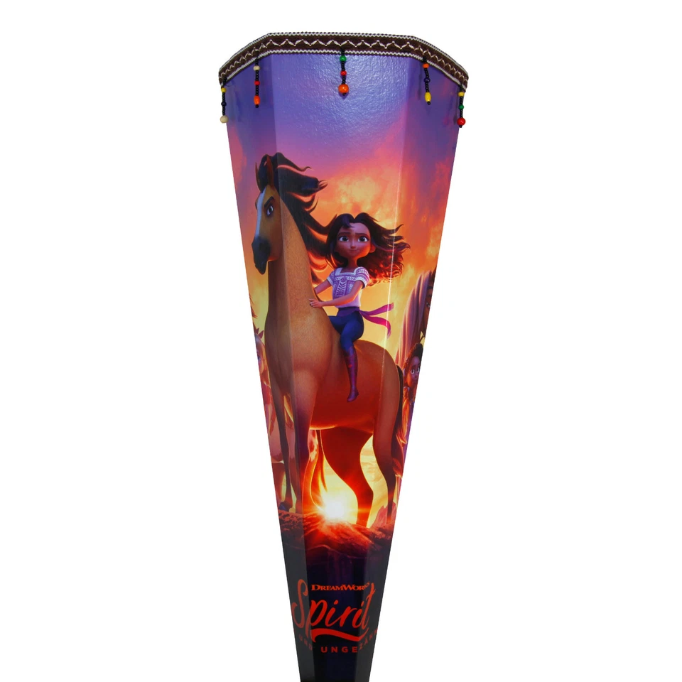 NESTLER Schultüte große Zuckertüte SPIRIT UNTAMED Pferde 6-eckig 85 cm + Borte & Perlen