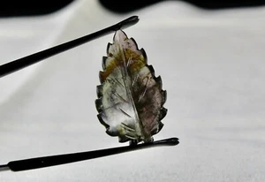 NATURAL MULTI TOURMALINE CARVED LEAF 17.14 CARATS GEMSTONE FOR RING & PENDANT - Picture 1 of 7