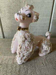 Vintage Lefton Rosa Pudel Gold Spaghetti Keramik Figur - Bild 1 von 5
