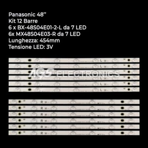 KIT 12 BARRAS TIRA TV LED PANASONIC MX48S04E03, MX48S04E04, TX48AS640B - Imagen 1 de 1