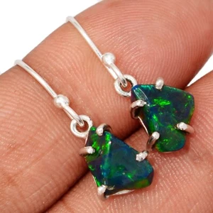 Natural Chalama Black Opal 925 Sterling Silver Earrings Jewelry CE49712 - Picture 1 of 1