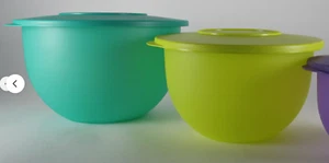 Tupperware Impressions Mixing Bowls 2pc Set Rare Teal Yellow Brand New - Picture 1 of 2