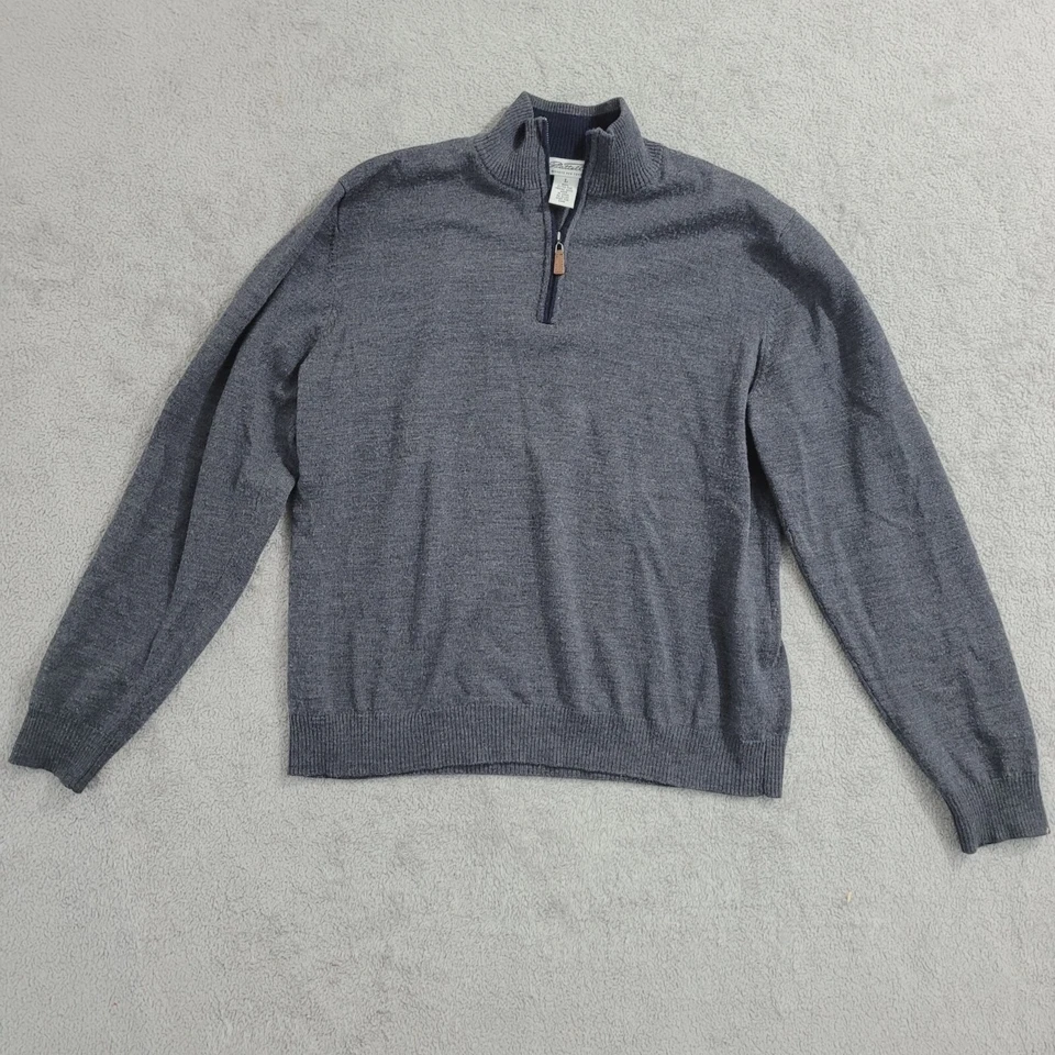 Suéter Piattelli Barneys New York Para Hombres Gris 1/4 Cremallera L 100% Lana Merino 28CT Foto 1 de 4