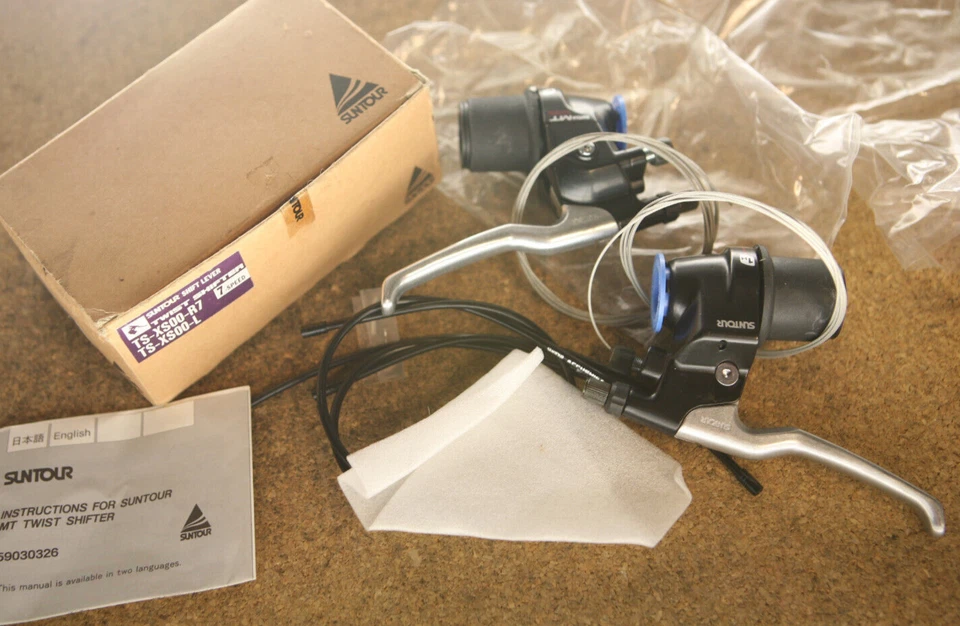 Retro oldschool NOS NEW NIB SunTour 3 x 7 sp. shifters levers set Mountainbike - Image 1 of 4