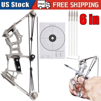 Kit de mini arco compuesto de 6 pulgadas flechas objetivo tiro con arco arco arco juguete arco con flechas de 4 piezas Foto 1 de 4