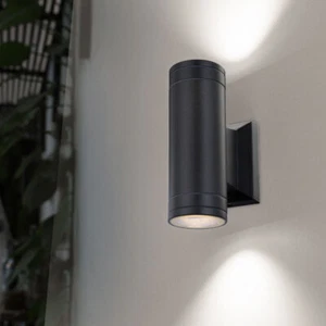Außenleuchte Wandleuchte Lampe Up & Down 2 flammig IP44 grau Glas LED H 15,5 cm - Bild 1 von 6