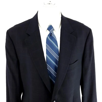 Dolce & Gabbana Virgin Wool 2 Button Blazer 44R Blue W/ Brown Windowpane - Image 1 of 4