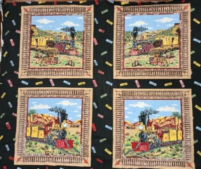 Billetes de tren de carbón Wamsutta L&N de colección negros 4 almohadas panel de tela acolchado Foto 1 de 4