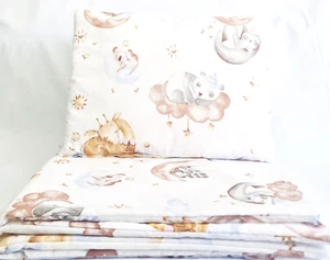 2 pc bedding set for crib pram bedside chicco next to me animals on clouds - Picture 1 of 1