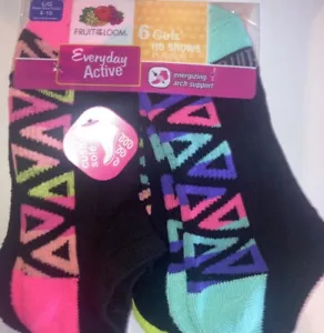 Fruit Of  the Loom Girls ankle socks Size Large 6 Pairs👍 - Picture 1 of 8