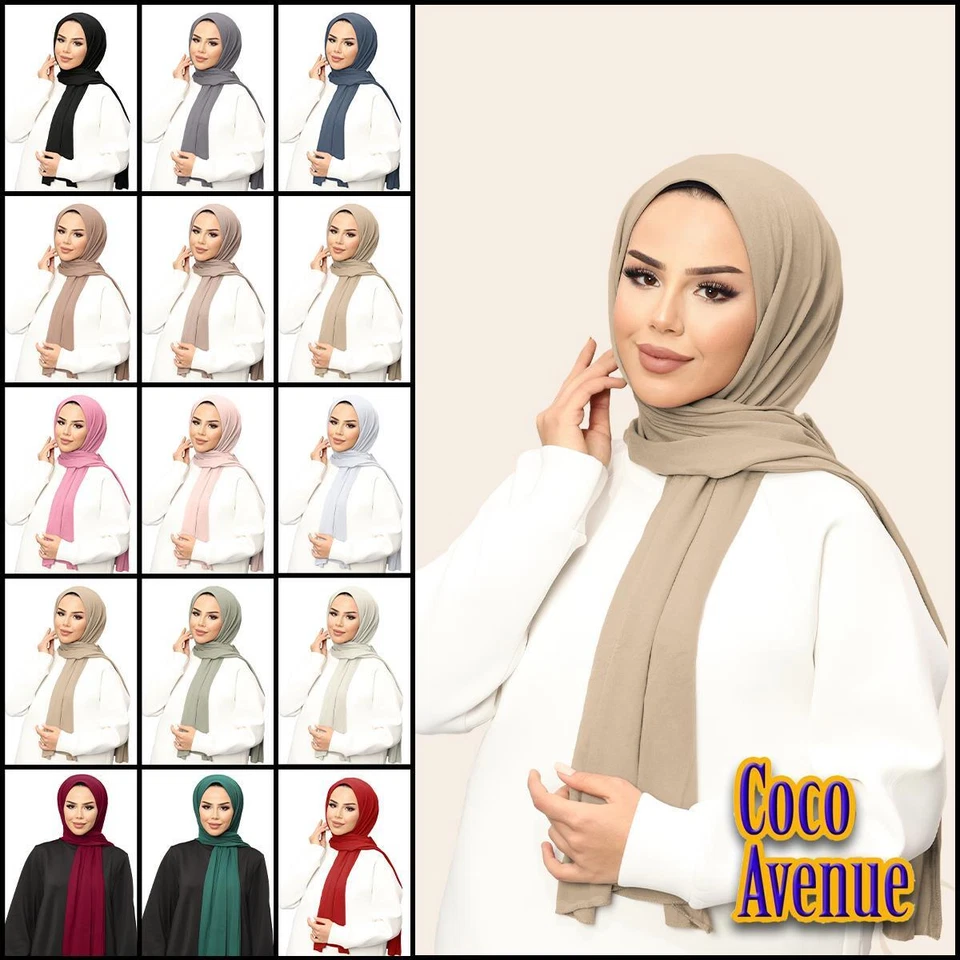 Plain Jersey Hijab Ladies Stretch Scarf Head Wrap Muslim Shawl Islamic Scarf - Image 1 of 1