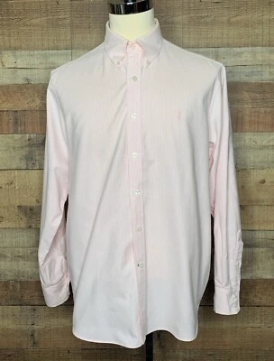 BLACK BROWN 1826 Men's Pink Striped Heavy Dress Shirt Size XL/TG Long Sleeve  - Image 1 of 4