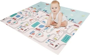 GROSSē 2Side Baby Kids Play Mat Crawling Soft Folding Waterproof Blue Carpet UK - Picture 1 of 6
