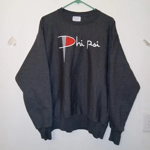Champion Reverse Weave Pullover Sweatshirt Men's Large Gray phi psi Fraternity - Picture 1 of 10