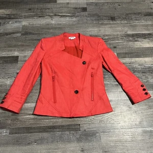 Helmut Lang Women Orange Blazer Size 0  Business Linen Mix - Picture 1 of 12