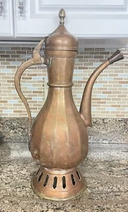 Monumental Antique LARGE Hammered Forged Copper Kettle Tea Pot European 22” Tall - Picture 1 of 15