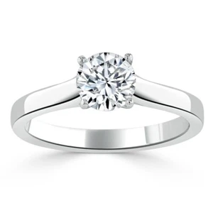 IGI Certified Lab Grown 1Ct Diamond Wedding Ring Round Cut 14K White Gold - Picture 1 of 6