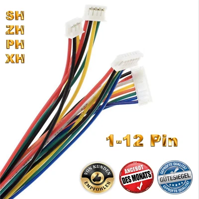 JST XH ZH PH SH 2 3 4 5 6 7 8 9 10 11 12 Pin Micro Stecker mit 15cm Kabel RC - Bild 1 von 4