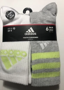 Sports Crew Socks Boys Youth Cushioned Athletic Moisture Wicking Girls L 3Y-9 - Picture 1 of 5
