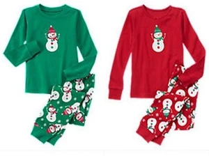 NWT Gymboree SNOWMAN 2015 Christmas/Holiday Green/Red Pajamas/Gymmies Boy/Girl - Picture 1 of 1