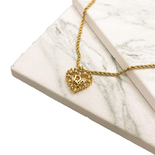 Collana donna Christian Dior con logo strass oro