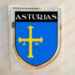 Pegatina Asturias España Escudo de armas 3D Relieve Pegatinas Bandera Adhesivo - Picture 1 of 1