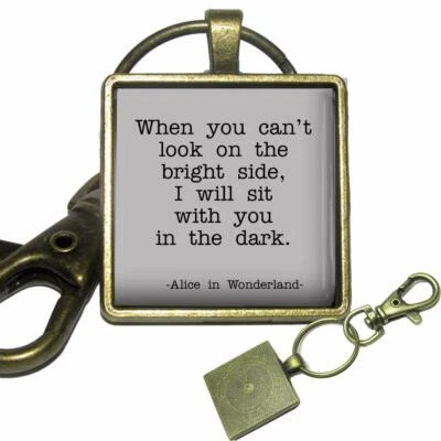 Alice in Wonderland Quote Glass Top Clip-on Key Chain Handcrafted Love You Gift - Image 1 of 2